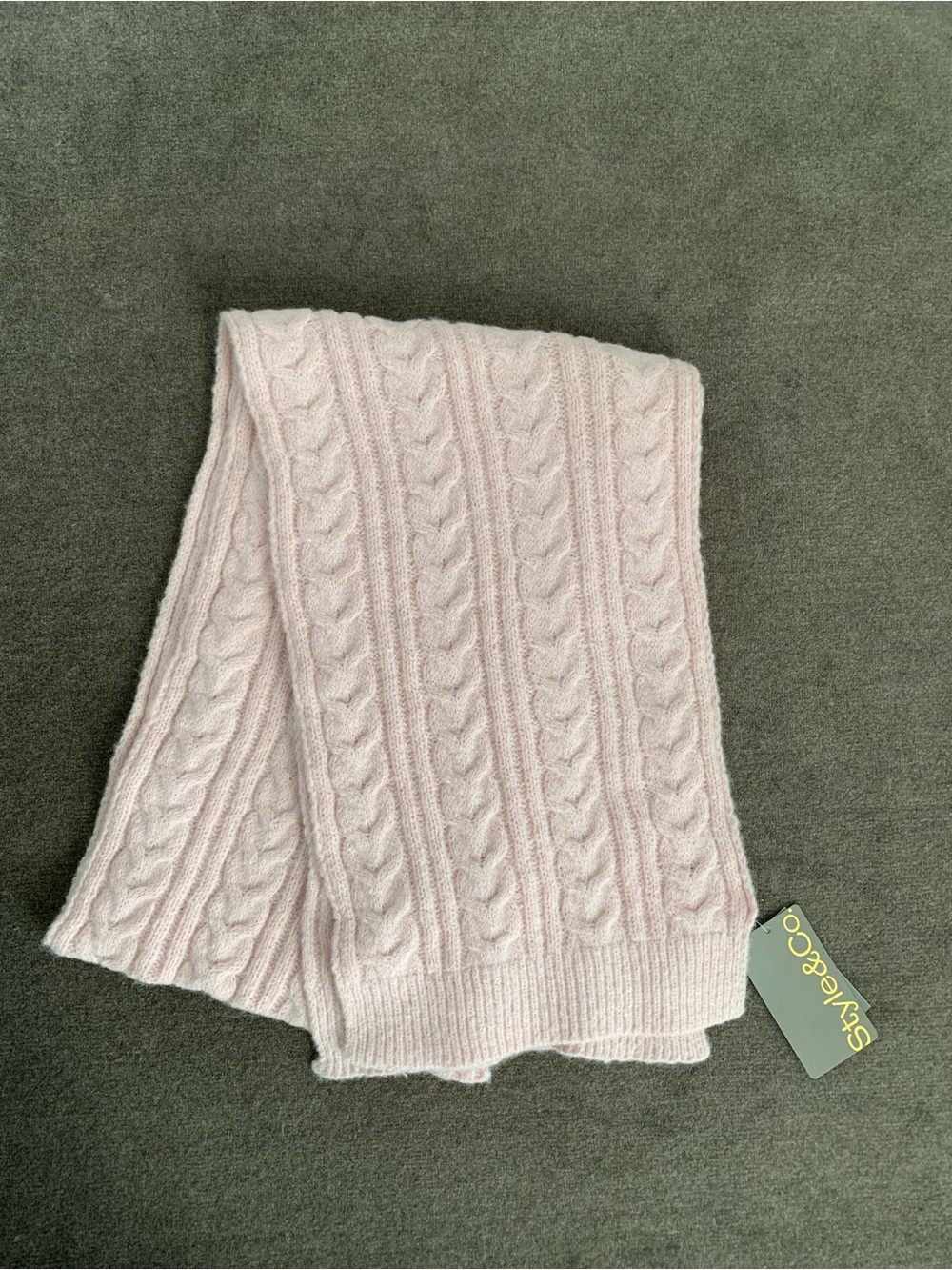 Style & Co Women's Solid Cable Knit Scarf Blush Light Pink 72" x 10"